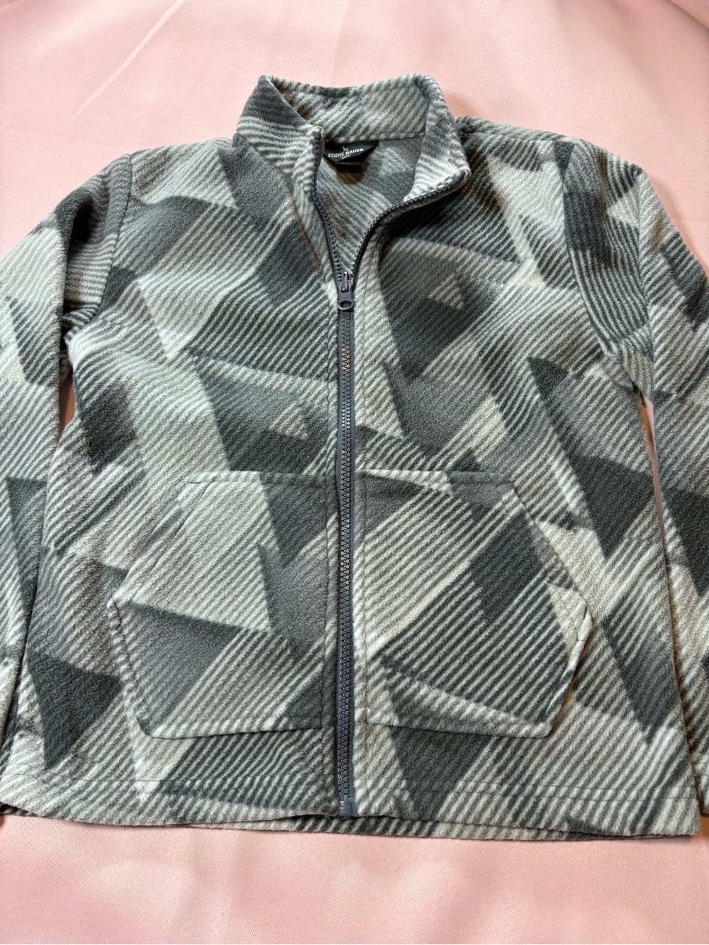 Eddie Bauer Kids Grey Geometric Fleece Jacket